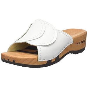 Woody Dames Vanessa houten schoen, wit, 39 EU, wit, 39 EU