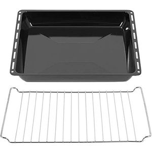 ICQN 445 x 375 x 40 mm rooster & bakplaat set | Geschikt voor Whirlpool, Ignis, Bauknecht, Indesit, Algor, Neckermann, Lloyds | Ovenrooster & geëmailleerd | 44,5x34 cm