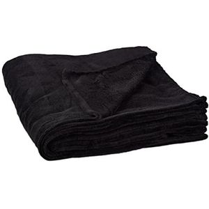 Relaxdays plaid extra groot - woondeken fleece - woonplaid zacht - xl bankdeken wasbaar - zwart