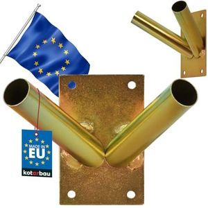 KOTARBAU® Vlaggenhouder 2-voudig vastschroeven vlaggenmasthouder vlag vlag vlag houder houder greep wandbevestiging thermisch verzinkt geel