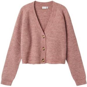 NAME IT Meisjes Nkfholly Boxy Korte Gebreide Kaart Noos Cardigan Trui, Deauville Mauve, 122-128 cm, Deauville Mauve, 122-128