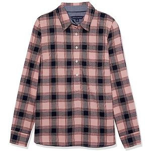 Tommy Hilfiger Popovershirt met lange mouwen voor dames, met halve ritssluiting, hemd met button-down-kraag, Bruid Rose Multi, L
