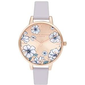 Olivia Burton Analoog kwartshorloge met paarse leren band voor dames - OB16AN03