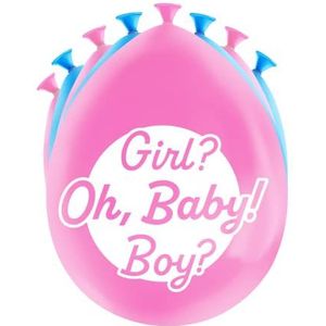 PD-Party 7036555 Ballonnen - Gender Reveal, Roze/Blauw, 8 ballonnen in een zakje