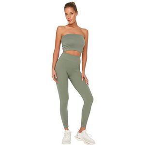 TRENDYOL Naadloze kanten sportstoot/yogabroek voor dames, kaki, XS