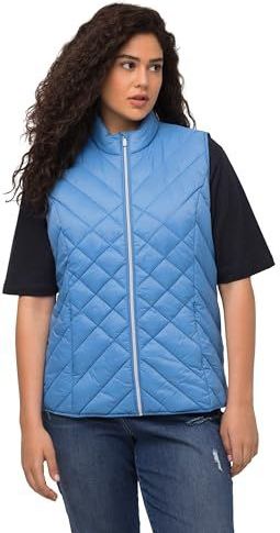Ulla Popken - Hyprar - Gewatteerd Vest - Mat Blauw - Waterdicht