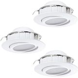 EGLO Pineda Set van 3 led-inbouwspots, ledspots van kunststof, 3 led-inbouwspots in wit, plat en draaibaar, warmwit, Ø 8,4 cm