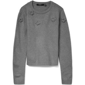 Vero Moda - Vmrose Ls O-neck Pullover - Medium Grey Melange - Dames Trui