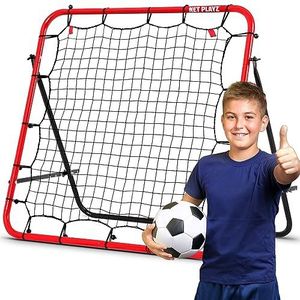 NET Playz NOS03940 Rebounder, rebound-net, stootwand, hulpmiddelen en uitrusting, behendigheidstraining voor kinderen, tieners van alle leeftijden, kick-back/draagbaar (100 x 100 cm)