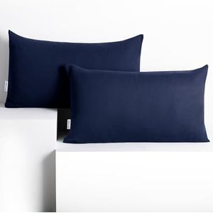 DecoKing 2 kussenslopen 50x60 cm katoen ritssluiting donkerblauw amber