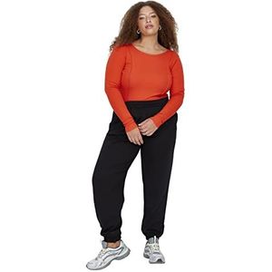 Trendyol Vrouwen Plus Size Normale Taille Elastische Manchet Losse Jogger Plus Size Joggingbroek, Zwart, 3XL, Zwart, 3XL Grote maten