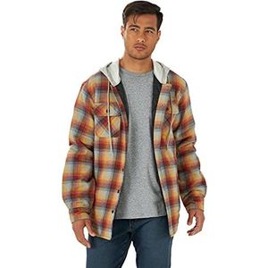 Wrangler Authentics Authentics gewatteerde flanellen overhemd voor heren met knopen, Lichtgoud, 3XL