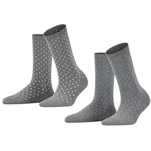 ESPRIT Dames Sokken Fine Dot 2-Pack W SO Katoen Gedessineerd Multipack 2 Paar, Grijs (Light Grey Melange 3390), 35-38