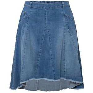 Ulla Popken, Dames, grote maten, jeansrok met godets, blauw, 48