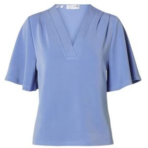 Selected Femme - Vrouwelijke Top - Cornflower Blue - Korte Mouwen - V-hals
