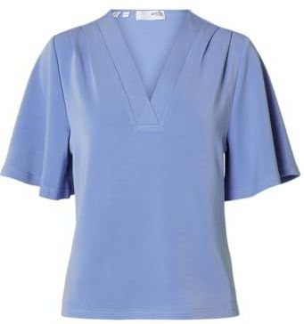 Selected Femme - Vrouwelijke Top - Cornflower Blue - Korte Mouwen - V-hals