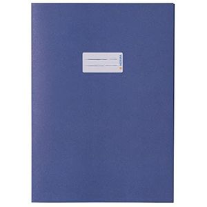 HERMA 5533 Papier A4 Schrijfhoes met tekstveld, van krachtig gerecycled oud papier en rijke kleuren, boekbeschermer voor schoolschriften, blauw