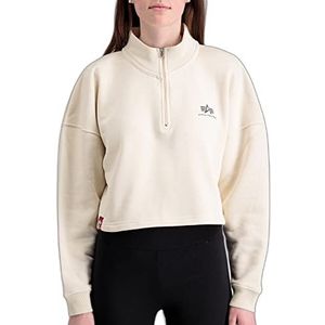 Alpha Industries Half Zip Sweater COS SL Wmn Shorts, Jet Stream White, XL voor dames, wit (Jet Stream White), XL