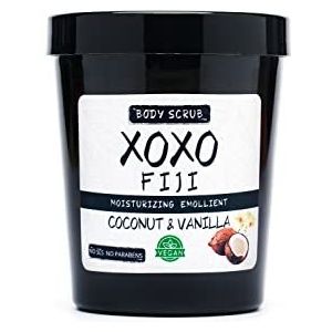 XOXO Peeling-scrub voor gebonden haar, anti-cellulitisreiniging, verrijkt met karitéboter, veganistisch zonder parabenen, voor alle huidtypes, 1 x 250 g (vanille en kokos)