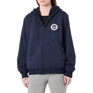 EMPORIO ARMANI VROUWEN FUZZY FLEECE OPEN SWEATSHIRT BLAUW L, Blauw, L
