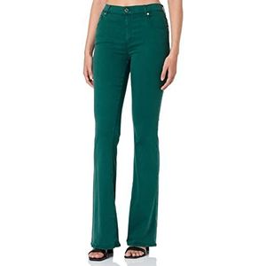 Moschino Love Women's Skinny Twill with Black Shiny Logo Back Tag Casual Broek, Groen, 27