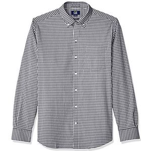 Cutter & Buck Men's Wrinkle Resistant Stretch Long Sleeve Button Down Shirt Shirt, Liberty Navy Gingham, Large