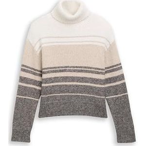 TOM TAILOR Denim Damestrui, 39362 - Beige Grey Colorflow Stripe, XL