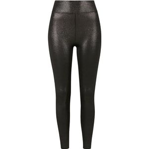 Urban Classics Glamour leggings met hoge tailleband voor dames, yogabroek, Zwart, XS