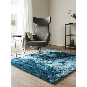 benuta Shaggy hoogpolig tapijt Whisper blauw 60x60 cm | langpolig tapijt voor slaapkamer en woonkamer