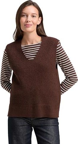 TOM TAILOR dames pullunder, 39062 - Dark Pecan Brown Melange, XXL
