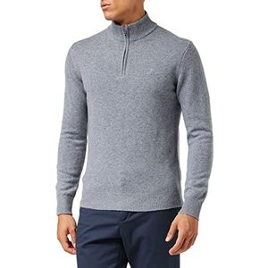 Hackett London Heren Lambswool Hzip Cardigan Sweater, Grey Marl, XL