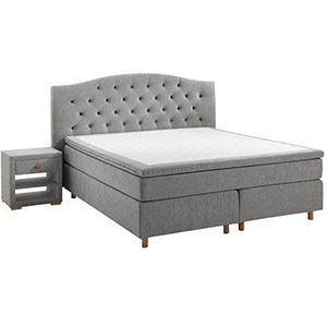 Atlantic Home Collection Boxspringbed CLAIRE, 180x200 cm, incl. Topper DUO H2/H3 214 x 202 cm grijs