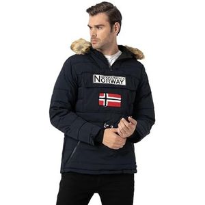 Geographical Norway Coconut Herenparka, lang, warm, herfst, winter, waterdicht, waterafstotend, bontjas, outdoor, winddichte jas, heren (marineblauw, L), Marineblauw, L