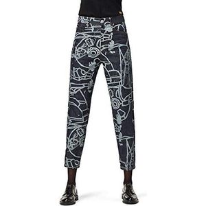 G-Star Raw Janeh Ultra High Mom enkeljeans dames Jeans, Raw Denim Charcoal Line Art Splatter C472-b894, 30W / 34L