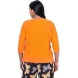 Ulla Popken - Trui - Mandarijn - V-hals - Driekwart Mouw