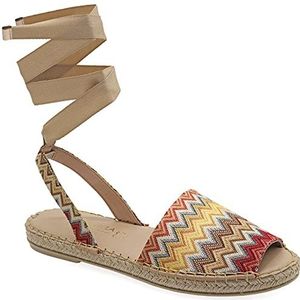 37 Multicolored 1 Emmanuela Kleurrijke Espadrilles Gebreide Stof, Peep Toe Boho Chic Summer Shoes met Lage Wedge Hak, hoogwaardige espadrilles voor kant, handgemaakt in Griekenland