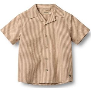Wheat Unisex kinderen jongens S/S Anker GOTS gecertificeerd overhemd, 5078 Caramel Stripe, 122