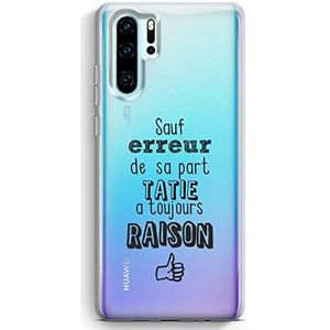 Zokko Beschermhoes voor Huawei P30 Pro, behalve fouten, Tatie a Altijd reden - zacht, transparant, zwarte inkt