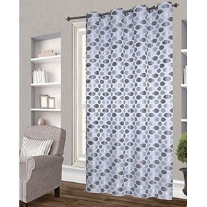 HomeMaison gordijn Jacquard grote stippen, polyester, lichtgrijs, 260 x 140 cm