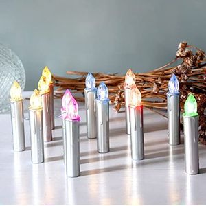 CCLIFE Led-kerstkaarsen, draadloos, RGB, dimbaar, kleurrijke kerstboomkaarsen, met afstandsbediening, timer, lichtkleur: RGB