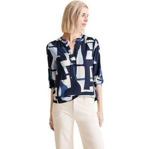 Street One Dames Printed Tunic Blouse W Frill A Shirt, blauw (deep blue), 46