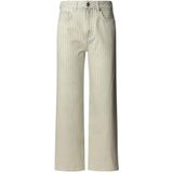 Jeans - Muntgroen en Wit Gestreept - Katoen - Hoge Taille - Rechte Pasvorm