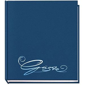VELOFLEX 5420050 - Gastenboek Classic met reliëf gasten, 144 pagina's wit blanco papier, 205 x 240 mm, blauw