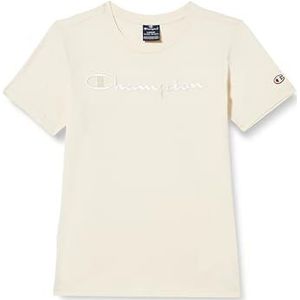 Champion Legacy Icons Tonal Logo B - S/S Crewneck T-shirt, vuilwit, 9-10 jaar kinderen en jongens SS24, Gebroken wit