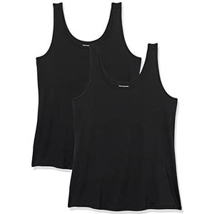 Amazon Essentials Tanktop voor dames (verkrijgbaar in grote maten), 2 stuks, zwart, 4x