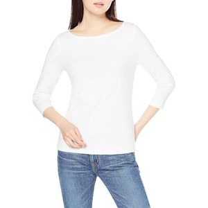 Amazon Essentials Women's T-shirt met driekwartmouwen, stevige boothals en slanke pasvorm, Wit, XS