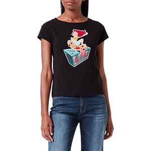 Love Moschino Dames Boxy Fit Korte Mouwen met Skater Doll Print T-Shirt, Zwart, 42