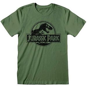 Jurassic Park Classic Black Logo T-shirt, Volwassenen, S-3XL, Khaki, Officiële Koopwaar