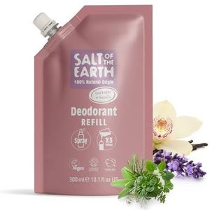 Salt of the Earth Navulzakken voor natuurlijke deodorantspray, 3 toepassingen – lavendel & vanille – veganistisch, langdurige bescherming, geproduceerd in het Verenigd - 300ml