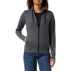 ONLY Women Thin Sport Sweat Jacket | Longsleeve Full Zip Stand-Up Collar Shirt | Basic Fitness ONPELINA, Colour:Dark Grey, Size:M